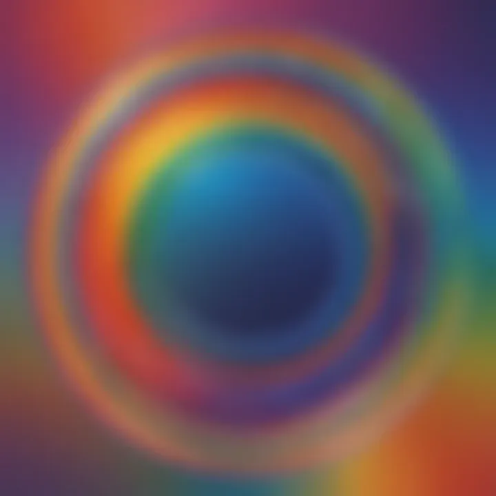 Close-up of vibrant rainbow ring forming