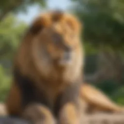 Majestic lion at the zoo