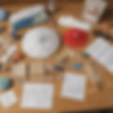 Essential Materials for Parachute Construction An overview of parachute materials laid out on a table