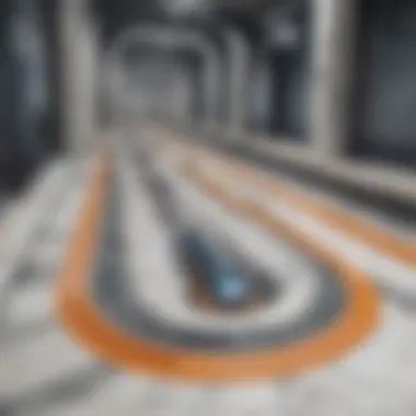 Dynamic marble race track concept with futuristic elements