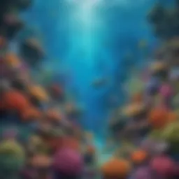 Colorful underwater scene with diverse marine life