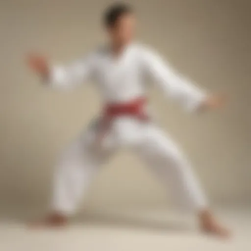Martial arts practitioner demonstrating precision in kicking stance