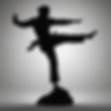 Balance and Agility in Kicking Technique Silhouette of martial artist showcasing balance and agility in kicking technique