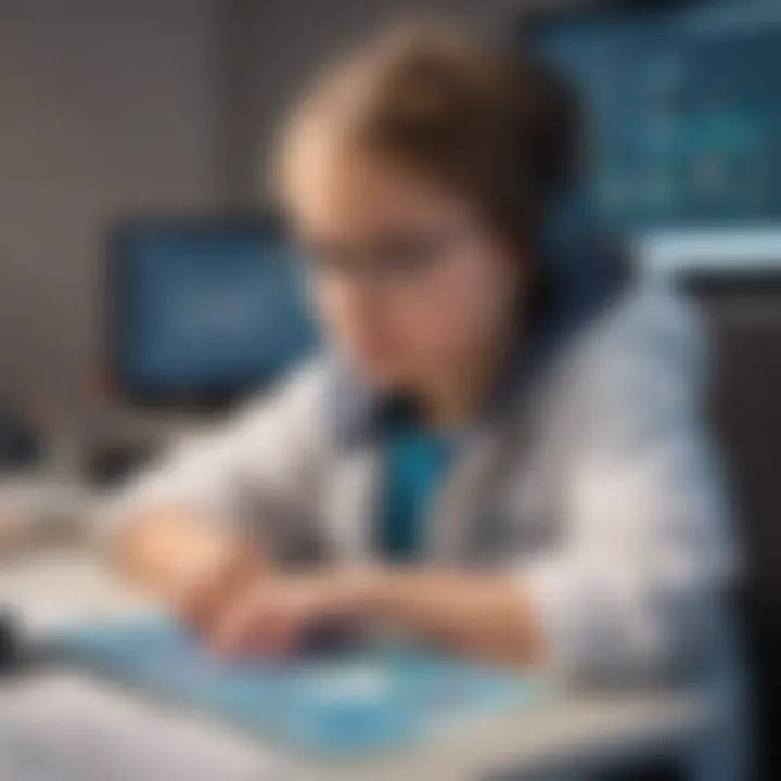 Illustration of a young child engaged in coding education