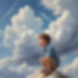 Illustration depicting a child observing cloud formations