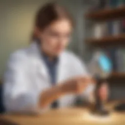 A young scientist measuring light intensity with a photometer