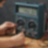 A young scientist using a multimeter to measure DC voltage.