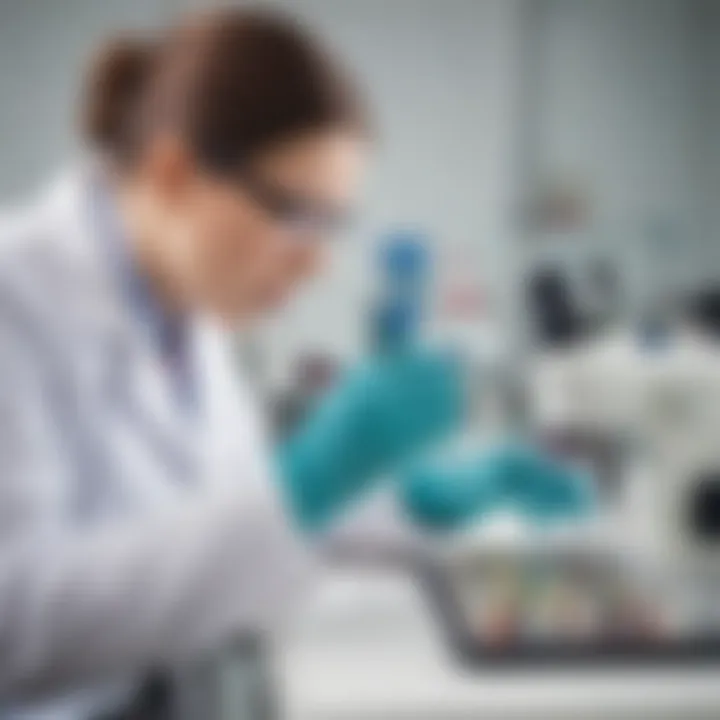 Laboratory technician analyzing microbe samples