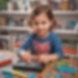 A three-year-old engaged with a colorful Nintendo Switch game
