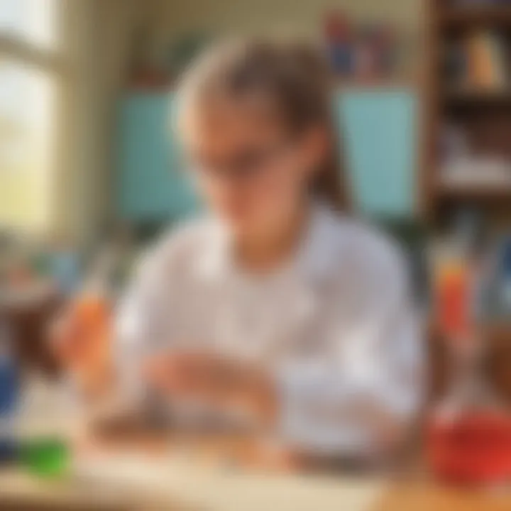 Young student conducting a science experiment