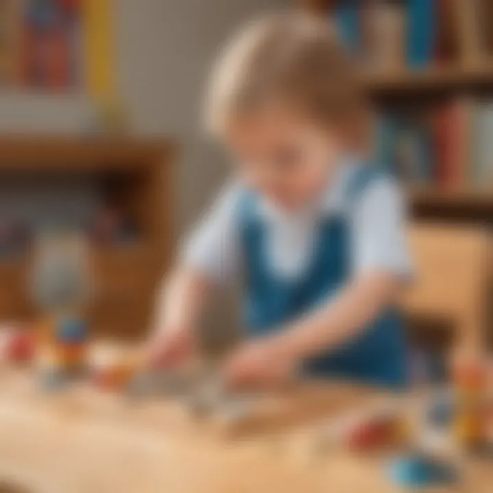 Young child constructing with engineering blocks