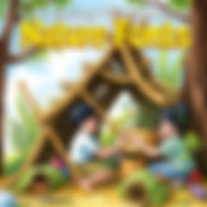 Children building a fort with natural materials