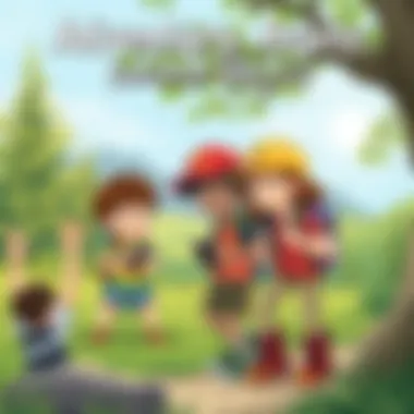 Kids engaged in a nature scavenger hunt