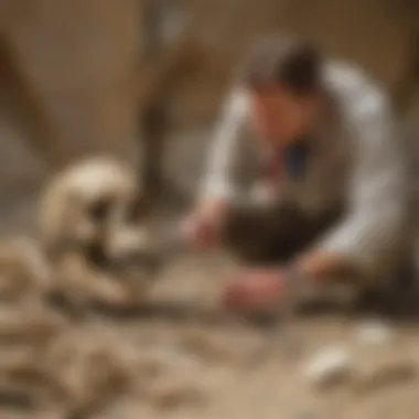 Paleontologist Analyzing Dinosaur Bones