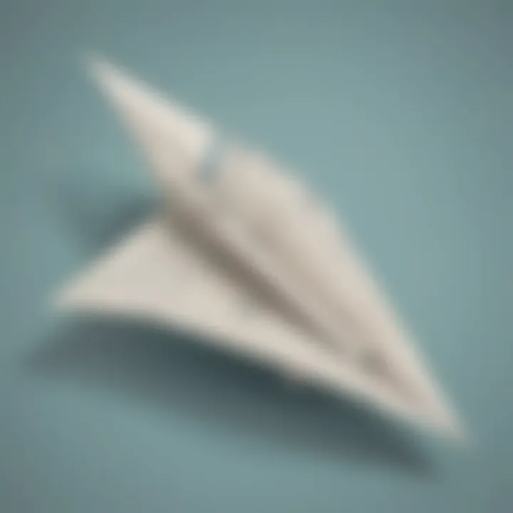 A side view of a well-crafted paper airplane in flight