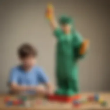 Child building LEGO Statue of Liberty