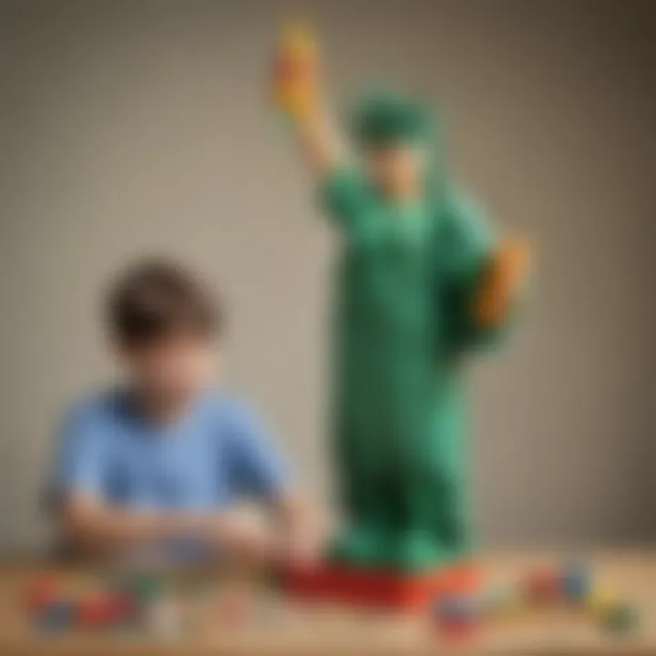 Child building LEGO Statue of Liberty