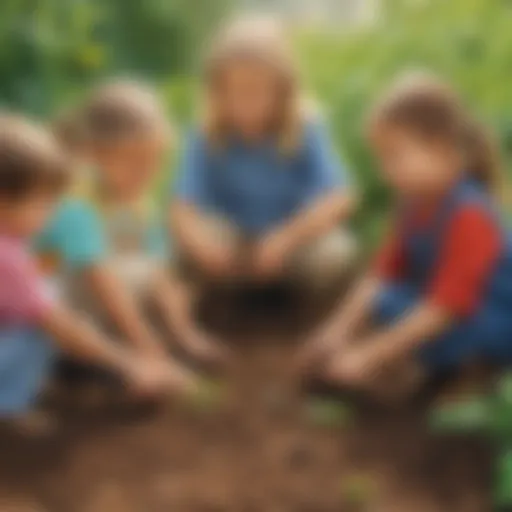 Children engaging in planting seeds