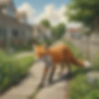 Playful Fox Prowling Through Residential Area