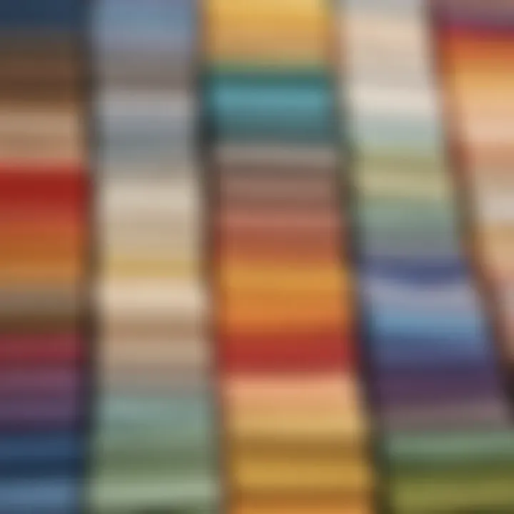 Different types of fabric swatches arranged neatly