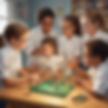 Collaborative Learning Experience A group of kids observing and discussing a science experiment