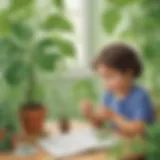 Preschooler exploring plant biology