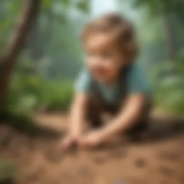 Enthusiastic Preschooler Counting Ants in Nature Preschooler counting ants in nature