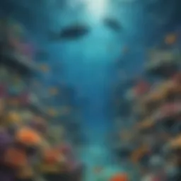 A vibrant underwater scene showcasing diverse marine life affected by pollution.
