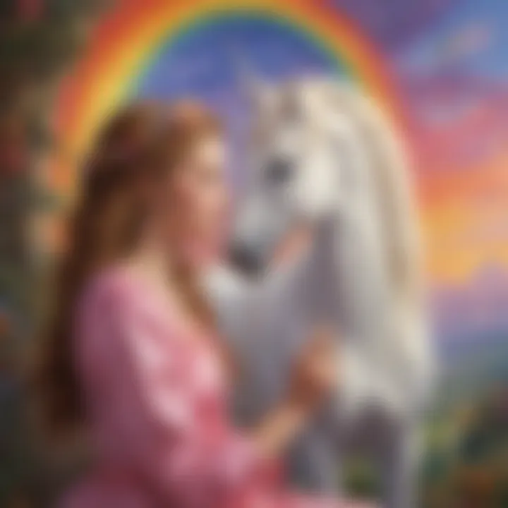 Princess Painting a Rainbow with her Unicorn