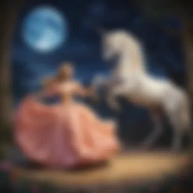 Princess and Unicorn Dancing under the Moonlight