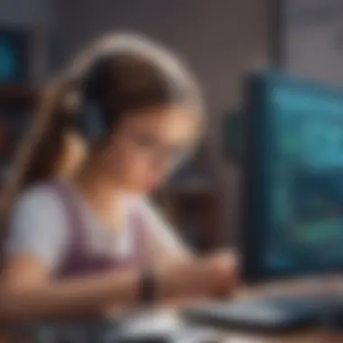 Young girl programming a beginner-friendly electronic device