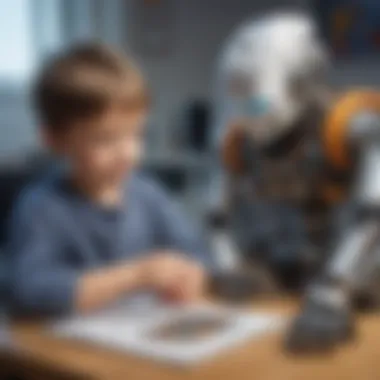 Young child assembling and programming a small robot