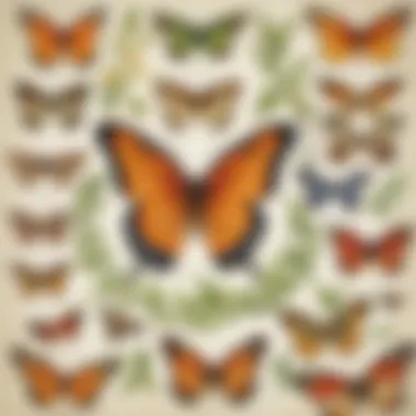 Illustration of butterfly life cycle stages