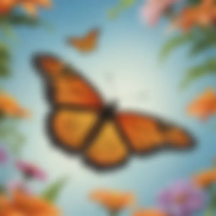 Colorful Monarch Butterfly in Flight