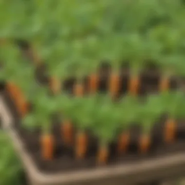 Seedlings in the Garden Close-up of carrot seedlings in a garden setting