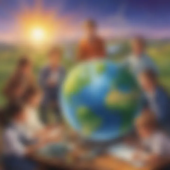 Children learning about renewable energy sources on Earth Day