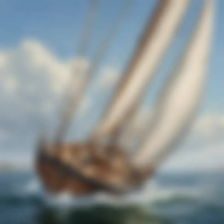 Sailor navigating the intricate rigging of a sailboat