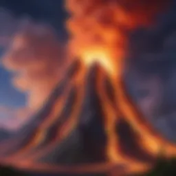 Colorful eruption simulation demonstrating chemical reactions