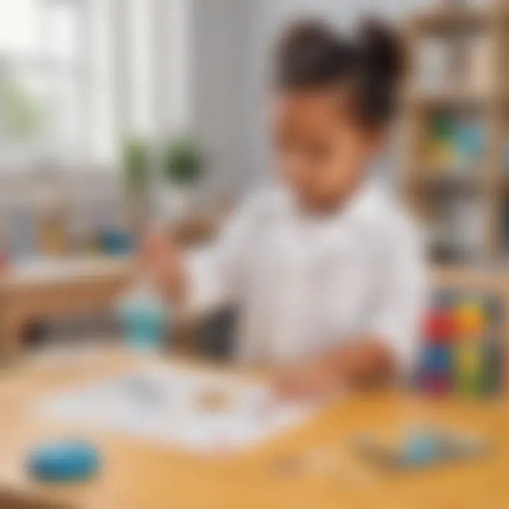 Preschooler experimenting with science-themed table activity