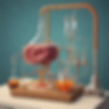 Illustration of a scientific experiment setup for studying digestion