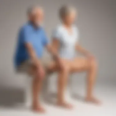 Unity in Motion: Deep Knee Bends for Shared Health Elderly couple engaging in synchronized deep knee bends
