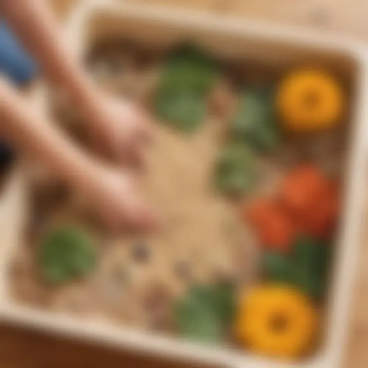 Children engaging with natural materials in a sensory bin