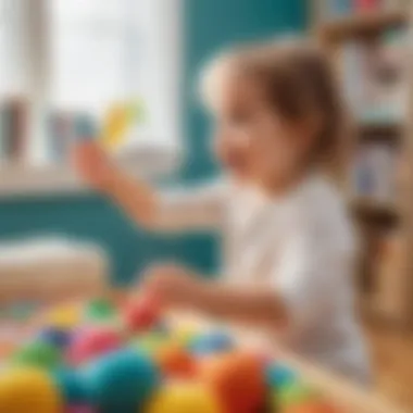 Preschooler joyfully engaging in sensory play with colorful materials