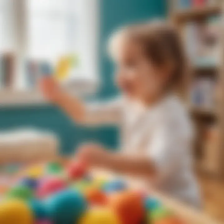 Preschooler joyfully engaging in sensory play with colorful materials