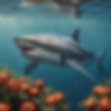 Majestic Ocean Predator Majestic Ocean Predator: A striking visual of a sleek shark swimming gracefully in its natural habitat