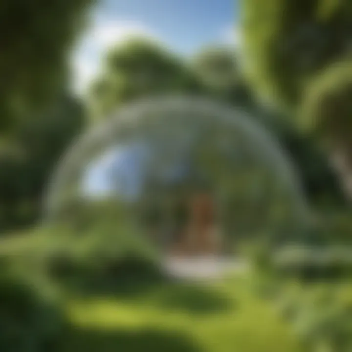 Small geodesic dome in lush green surroundings highlighting eco-friendly construction