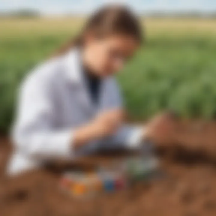 Young scientist conducting a pH experiment on soil samples