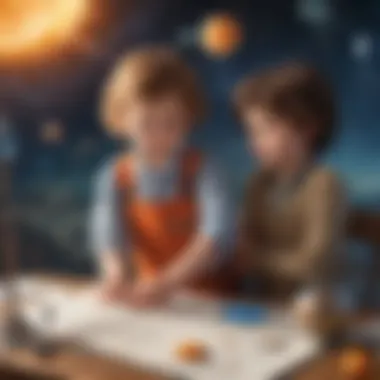 Curiosity Sparked: Engaging Solar System Experiment Illustration of a child conducting a solar system experiment
