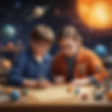 Creative Cosmos: Solar System Model Crafting Illustration of a young scientist designing a solar system model