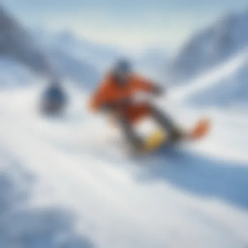 Sledder racing downhill on icy track